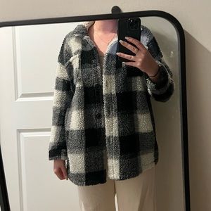 Black and white flannel sweater jacket